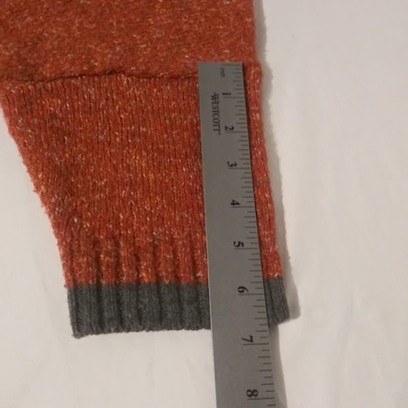 Democracy women's size M orange multicolored cardigan sweater with gray trim - Picture 9 of 14